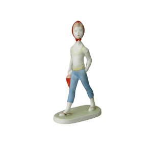 Porcelán figura, Kislány piros esernyővel