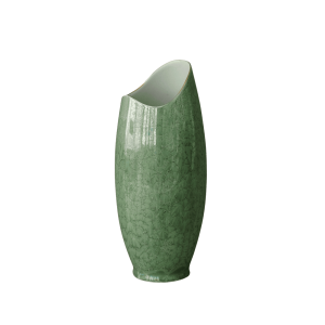Hollóházi porcelán váza, zöld-márványmintás