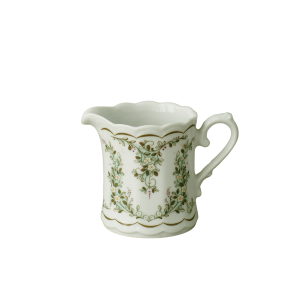 Porcelán tejszínkiöntő, zöld-virágos